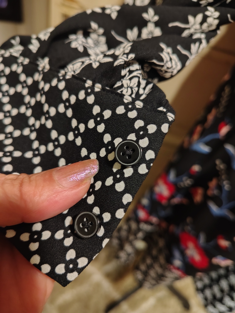 Talbots Black Midi Dress with Red & Blue Floral Print - Picture 7 of 16